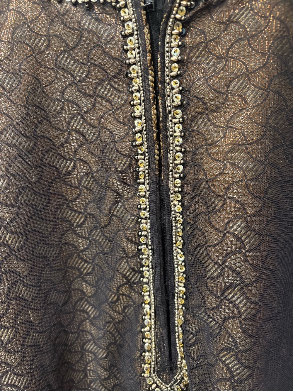 Embellished Black Lace Evening Dress with Gold Beading - Picture 5 of 10